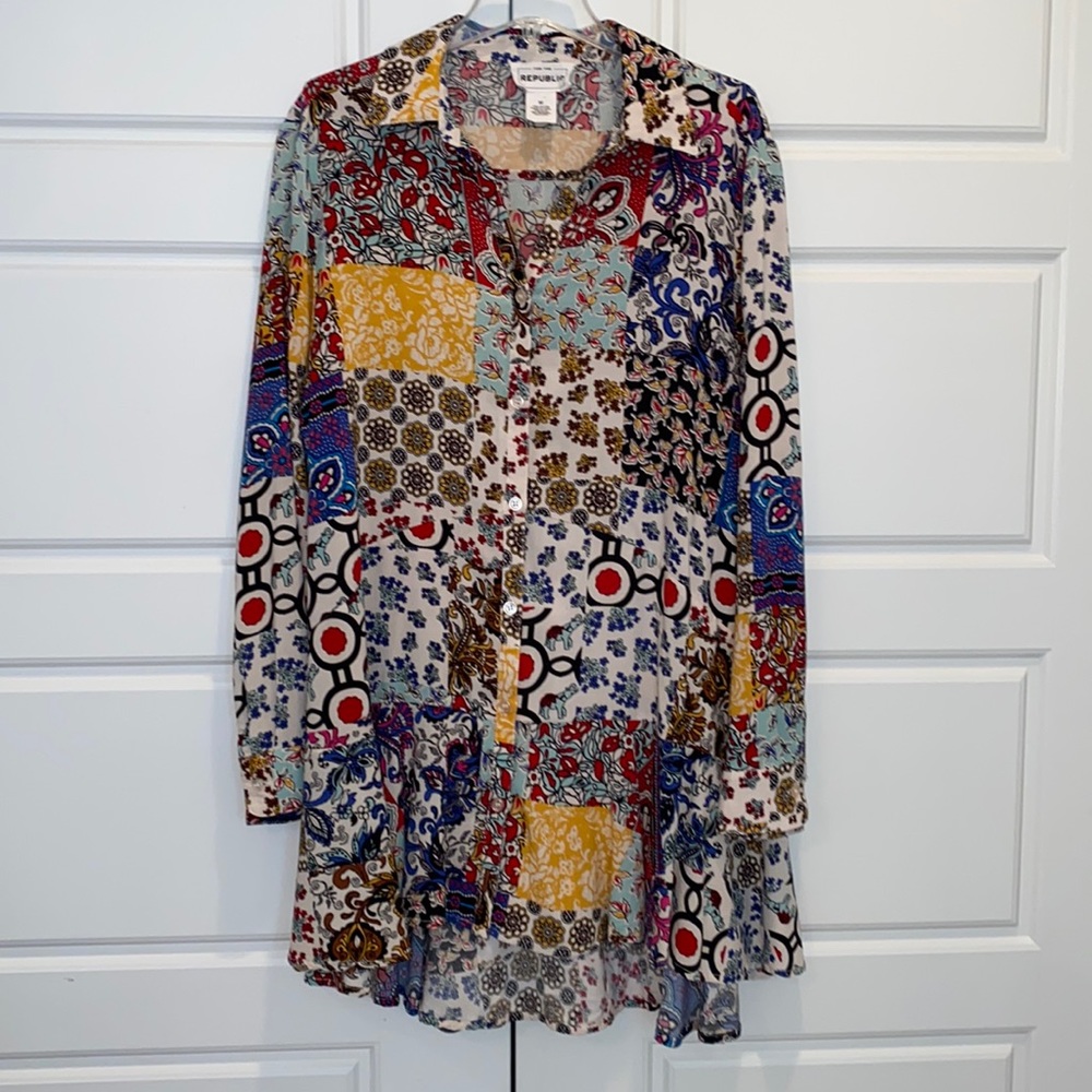 For The Republic Patchwork Print Tunic - Multi Color
